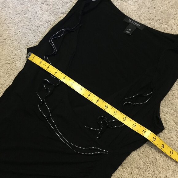 Black Ruffled Collar & Stitchwork Whimsigoth Wrap Tank Top - Picture 12 of 16